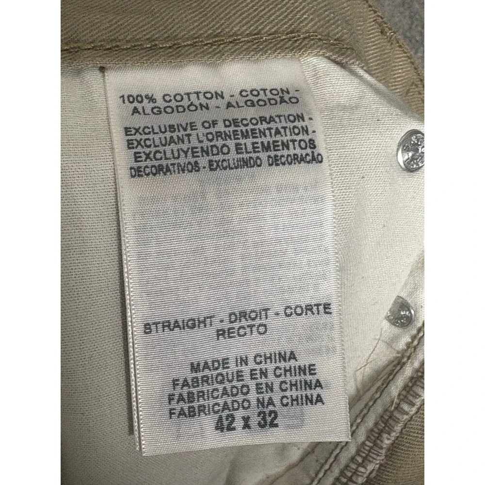 Signature by Levi Strauss Mens Straight Leg Khaki Tan Cotton Pants 42 x 26